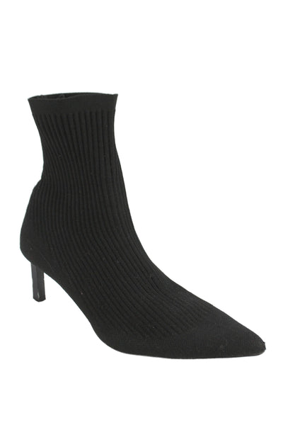 Zara Womens Ribbed Knit Sock Boots Black Size 37 7