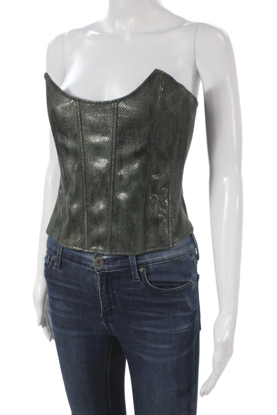 Miaou Womens Sleeveless Scoop Neck Animal Print Blouse Green Size S