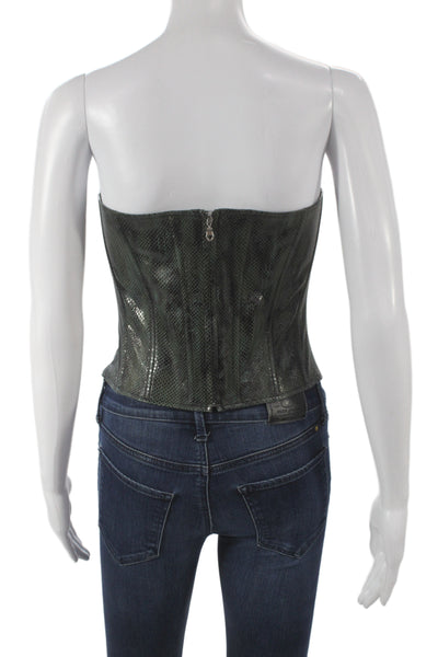 Miaou Womens Sleeveless Scoop Neck Animal Print Blouse Green Size S