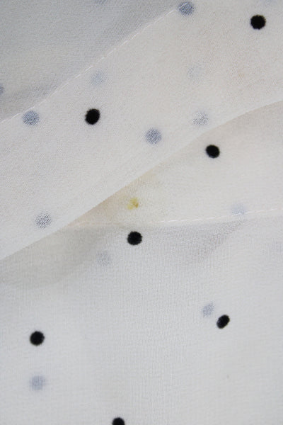 Zara Womens Polka Dot Collared Button Up Blouse Beige Long Sleeve Size M