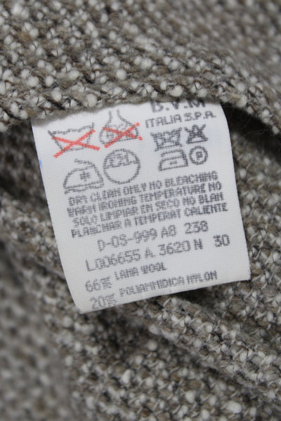 Les Copains Womens Pea Coat Beige Wool Cotton Plaid Button Collared Size 42