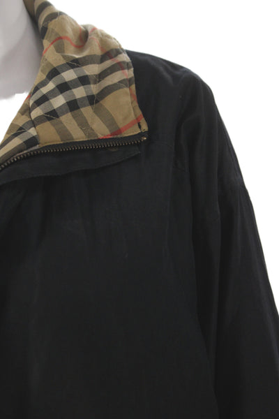 Les Copains Womens Pea Coat Beige Wool Cotton Plaid Button Collared Size 42