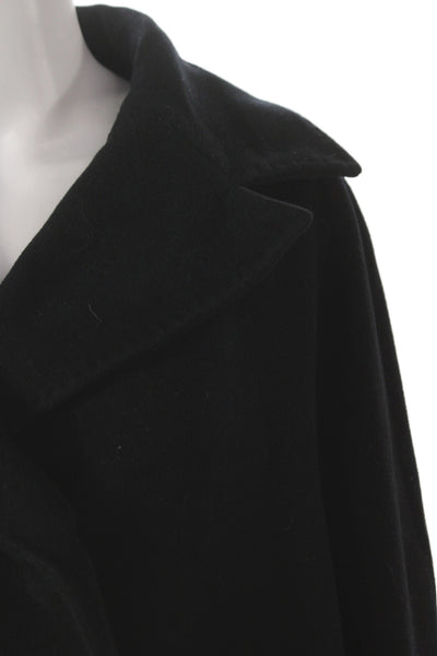 Sportmax Women Black Virgin Wool Overcoat Button Closure Size 8