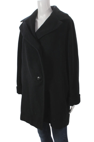 Sportmax Women Black Virgin Wool Overcoat Button Closure Size 8