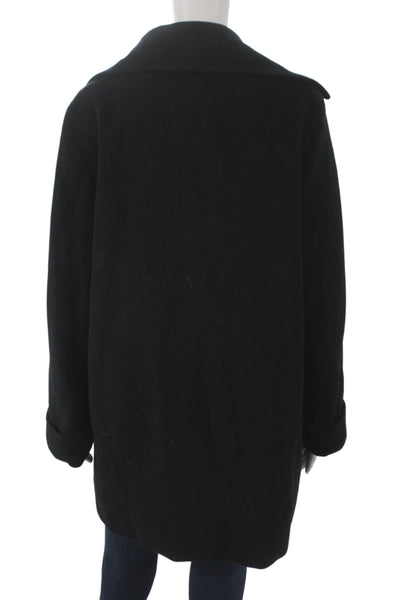 Sportmax Women Black Virgin Wool Overcoat Button Closure Size 8