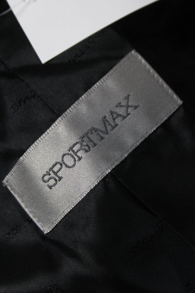 Sportmax Women Black Virgin Wool Overcoat Button Closure Size 8
