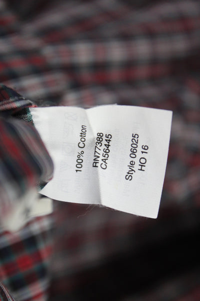 J Crew Men's Cotton Collard Plaid Button front Shirt    Red Size S