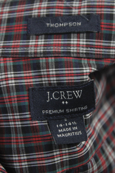 J Crew Men's Cotton Collard Plaid Button front Shirt    Red Size S