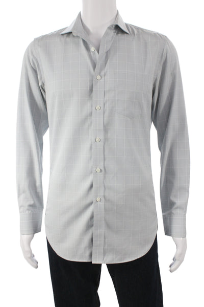 J Crew Men's Cotton Collard  Check  Button front Shirt    Blue Size S