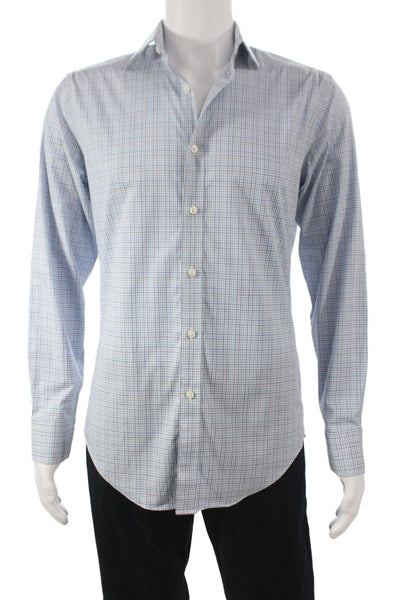 J Crew Men's Cotton Collard  Stripe Button front Shirt   Blue Size S