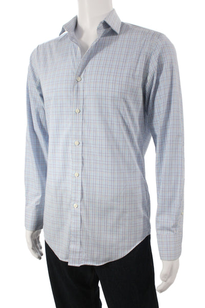J Crew Men's Cotton Collard  Stripe Button front Shirt   Blue Size S