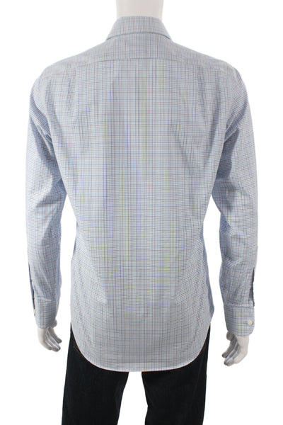 J Crew Men's Cotton Collard  Stripe Button front Shirt   Blue Size S