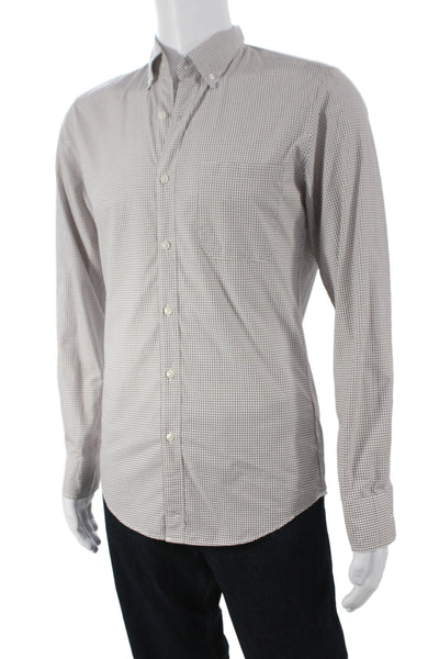 J Crew Men's Cotton Collard  Check Button front Shirt   Brown Size S
