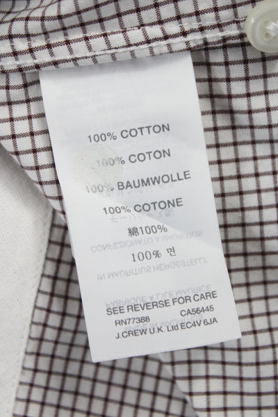 J Crew Men's Cotton Collard  Check Button front Shirt   Brown Size S