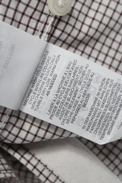 J Crew Men's Cotton Collard  Check Button front Shirt   Brown Size S