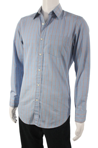 J Crew Men's Cotton Collard  Stripe Button front Shirt    Blue Size S