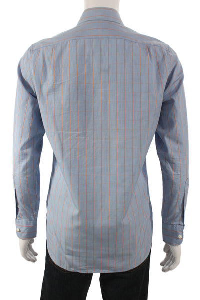 J Crew Men's Cotton Collard  Stripe Button front Shirt    Blue Size S