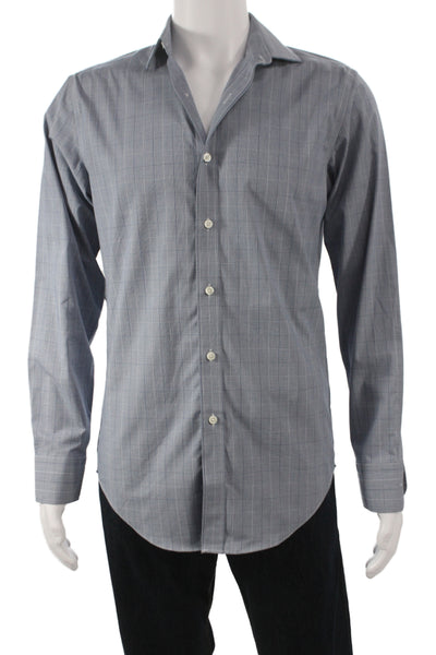 J Crew Men's Cotton Collard  Stripe Button front Shirt   Gray Size S