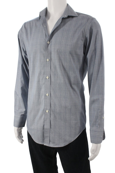 J Crew Men's Cotton Collard  Stripe Button front Shirt   Gray Size S