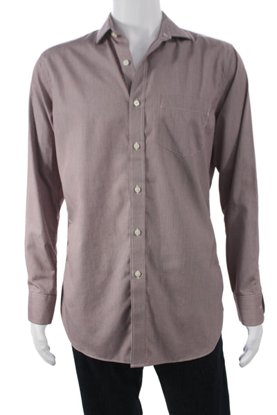 J Crew Men's Cotton Collard  Check Button front Shirt    Red Size S