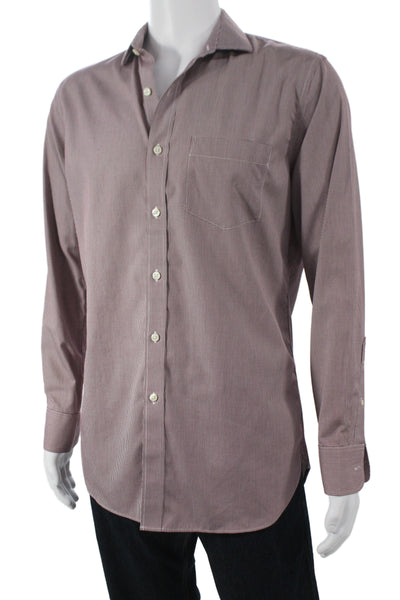 J Crew Men's Cotton Collard  Check Button front Shirt    Red Size S