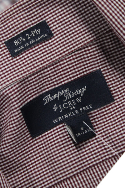 J Crew Men's Cotton Collard  Check Button front Shirt    Red Size S