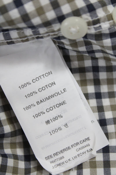 J Crew Men's Cotton Collard  Check Button front Shirt   Beige  Size S