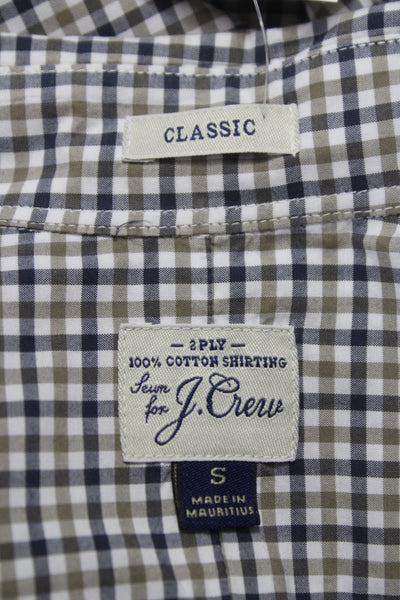 J Crew Men's Cotton Collard  Check Button front Shirt   Beige  Size S