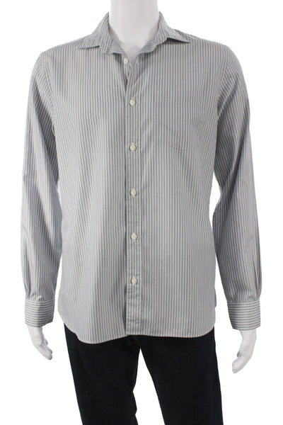 Brooks Brothers  Men's Cotton Striped button up Shirt Gray   Size M