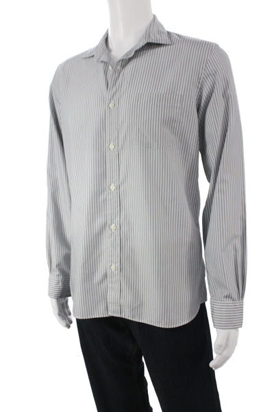 Brooks Brothers  Men's Cotton Striped button up Shirt Gray   Size M