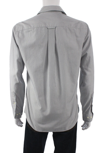 Brooks Brothers  Men's Cotton Striped button up Shirt Gray   Size M