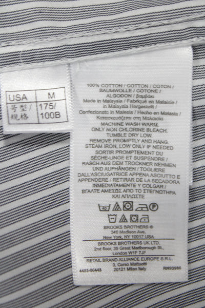 Brooks Brothers  Men's Cotton Striped button up Shirt Gray   Size M
