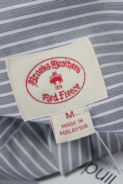Brooks Brothers  Men's Cotton Striped button up Shirt Gray   Size M