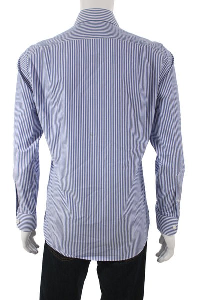 J Crew Men's Cotton Collard  Stripe Button front Shirt    Blue Size S