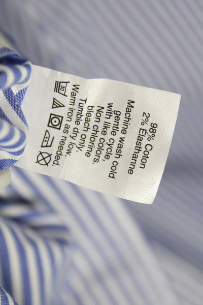 J Crew Men's Cotton Collard  Stripe Button front Shirt    Blue Size S