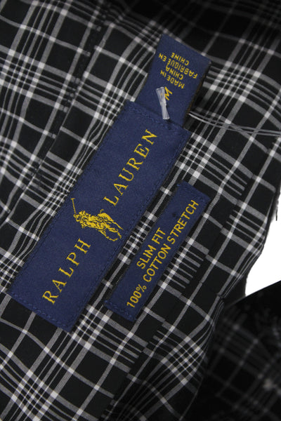 Ralph Lauren Mens Collard Cotton Striped button up Shirt Black  Size M