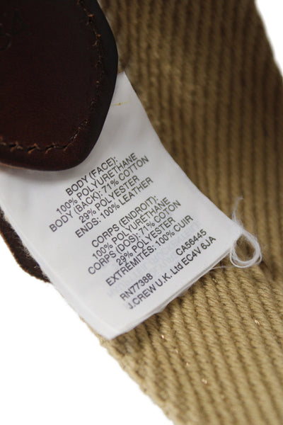 J Crew Men's Cotton Leather Stripe belt Brown