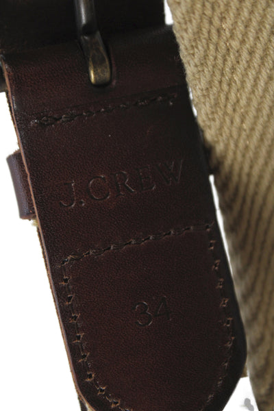 J Crew Men's Cotton Leather Stripe belt Brown