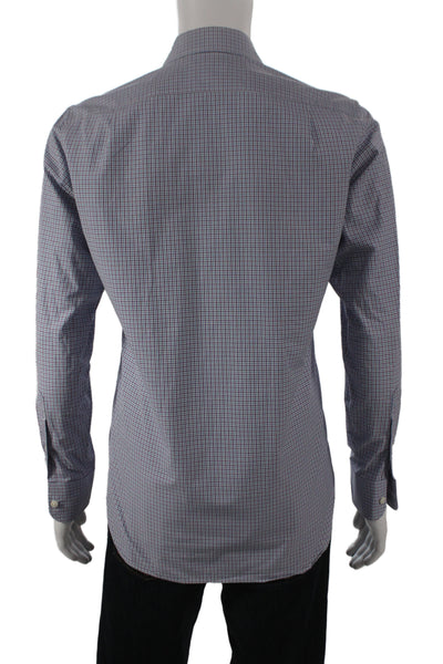 J Crew Men's Cotton Collard  Check Button front Shirt   Blue Size S