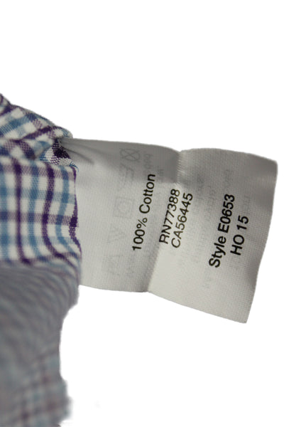 J Crew Men's Cotton Collard  Check Button front Shirt   Blue Size S