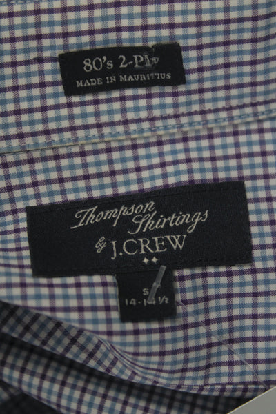 J Crew Men's Cotton Collard  Check Button front Shirt   Blue Size S