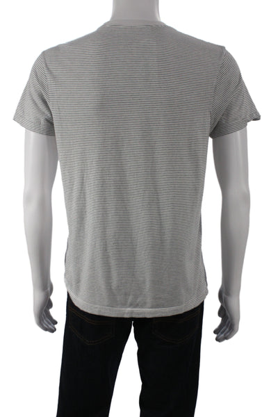 J Crew Mens Striped Gray Basic Cotton Crew Neck Short Sleeve T-Shirt Size M