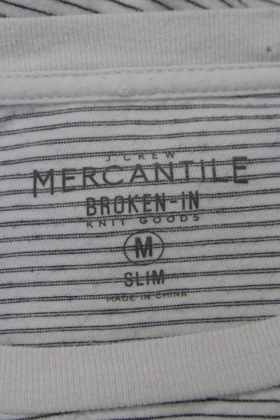 J Crew Mens Striped Gray Basic Cotton Crew Neck Short Sleeve T-Shirt Size M