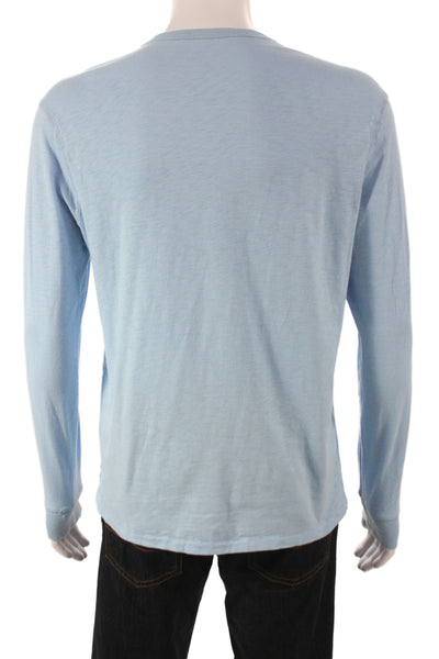 J Crew Mens Light Blue Long Sleeve Cotton Crew Neck T-Shirt Size M