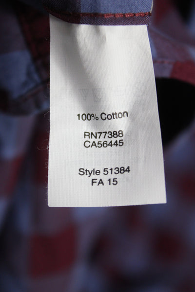 J Crew Men's Cotton Collard  Check Button front Shirt    Red Size S