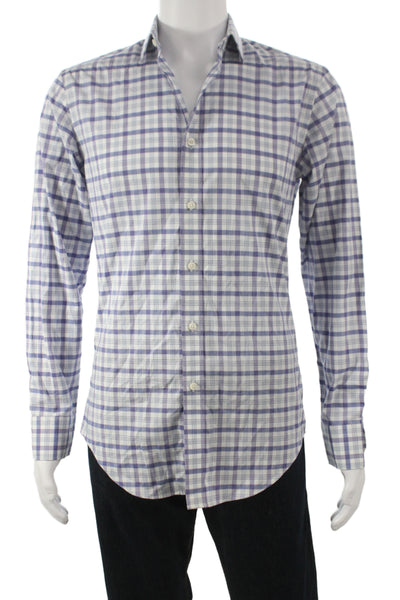 J Crew Men's Cotton Collard  Plaid Check  Button front Shirt    Purple  Size S