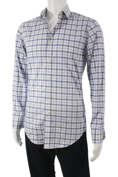 J Crew Men's Cotton Collard  Plaid Check  Button front Shirt    Purple  Size S