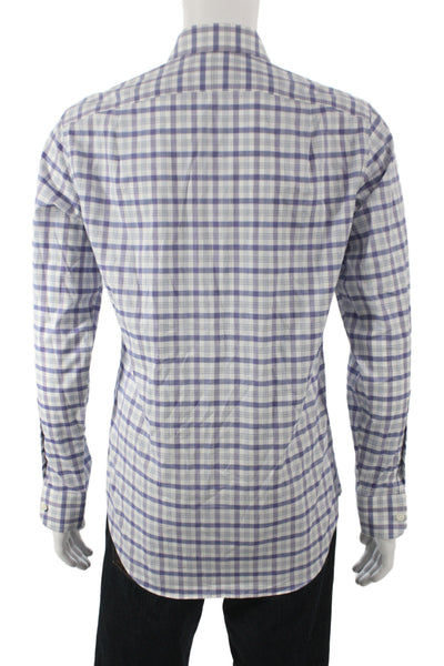 J Crew Men's Cotton Collard  Plaid Check  Button front Shirt    Purple  Size S