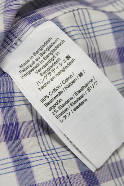 J Crew Men's Cotton Collard  Plaid Check  Button front Shirt    Purple  Size S