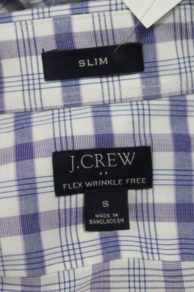 J Crew Men's Cotton Collard  Plaid Check  Button front Shirt    Purple  Size S